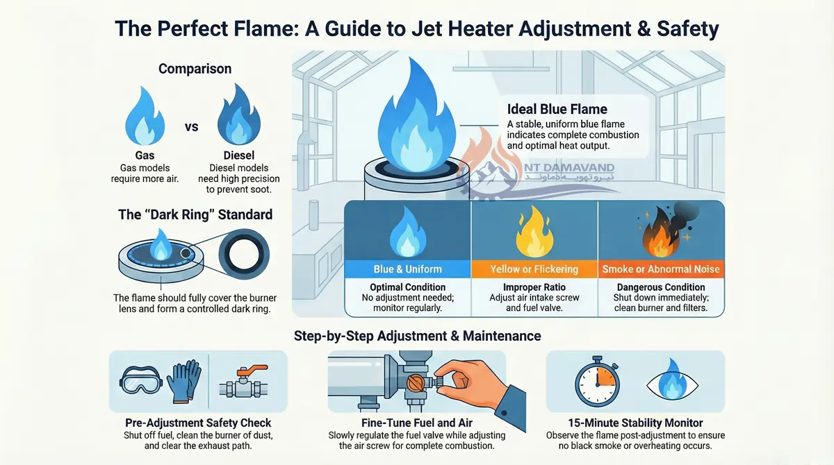 perfect flame-guide  jet heater adjustment safely